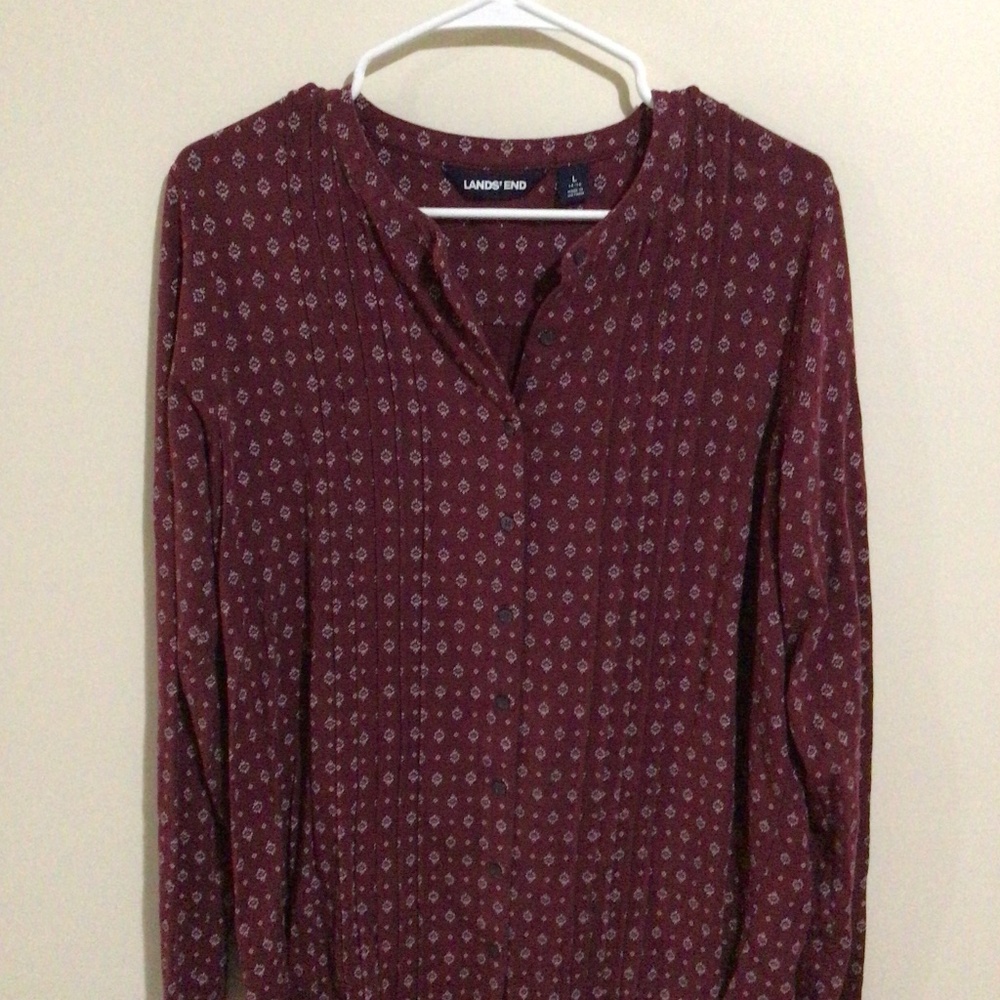 Lands End Ladies Tunic Blouse Size Large